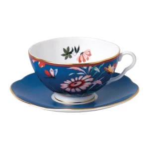 Image of Wedgwood Paeonia Blush Teacup Saucer Blue