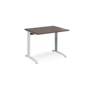 Image of Office Desk Wheelchair Friendly Rectangular Desk 1000mm Walnut Tops With White Frames TR10
