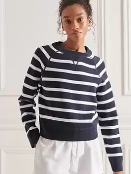 Image of Superdry Essential Organic Cotton Crew Jumper - Navy, Size 14, Women