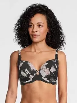 Image of DORINA Amryllis Printed Recycled Micro Light Padded Bra, Black, Size 42E, Women
