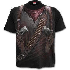 Image of Holster Wrap Allover Mens Small T-Shirt - Black