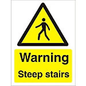 Image of Warning Sign Steep Stairs Plastic 40 x 30 cm