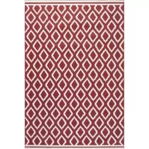 Image of Terrace Diamond Modern Geometric Flatweave Outdoor Rug in Red 120 x 170cm (4'x5'6')
