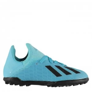 Image of adidas X 19.3 Childrens Astro Turf Trainers - Cyan/Black
