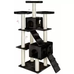 Image of Tectake - Cat tree scratching post Knuti - cat scratching post, cat tower, scratching post - black