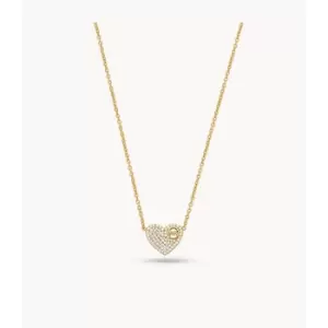 Image of Michael Kors Womens 14K -Plated Sterling Silver Pav Heart Necklace - Gold