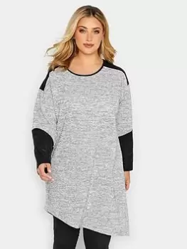 Image of Yours Soft Touch Pu Panel Top - Grey, Size 18, Women