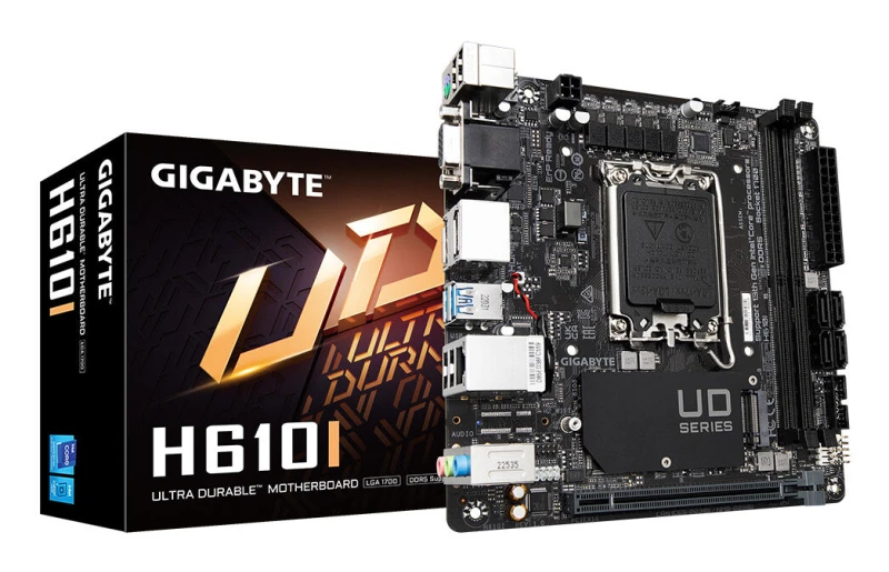 Image of Gigabyte Gigabyte H610I Motherboard - Supports Intel Core 14th CPUs, 4+1+1 Hybrid Digital VRM, up to 5600MHz DDR5, 1xPCIe 3.0 M.2, GbE LAN, USB 3.2 Ge