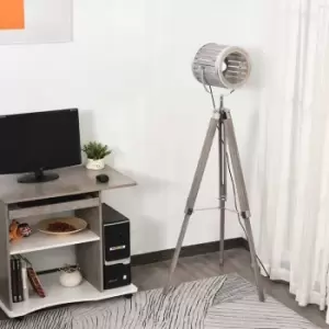 Image of HOMCOM Telescopic Floor Lamp Unique Wood Frame Adjustable Shade Height Unique