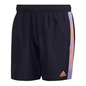 Image of adidas Short Length Colorblock 3-Stripes Swim Shorts Mens - Blue