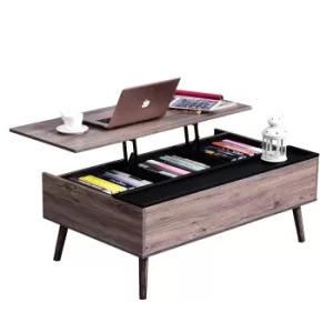 Image of HOMCOM Particle Board Lift-Top Storage Coffee Table Wood Tone