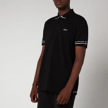 Image of Hugo Boss Athleisure Paddy 1 Tipped Collar Polo Shirt Black Size L Men