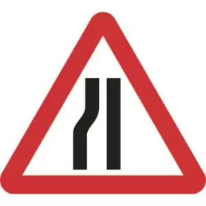Image of Zintec 750mm Triangular Road Narrows Left Road Sign with Frame
