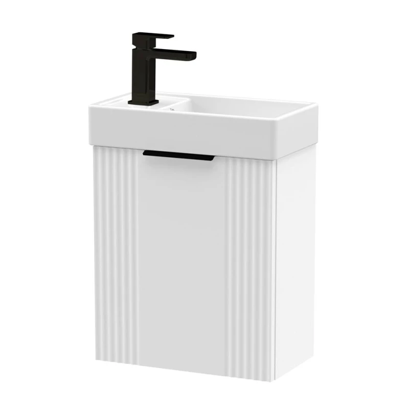 Image of Balterley White 400mm Wall Hung Vanity Unit with Black Handle White Unisex