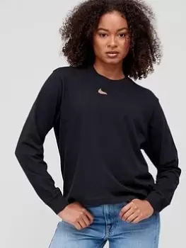 Image of Nike Nsw Patch Long Sleeve Boxy Top - Black