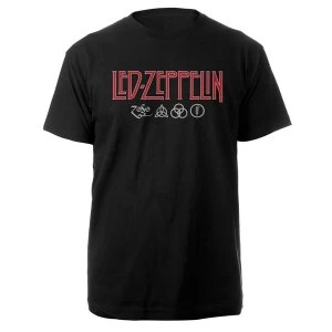Image of Led Zeppelin - Logo & Symbols Mens X-Large T-Shirt - Black