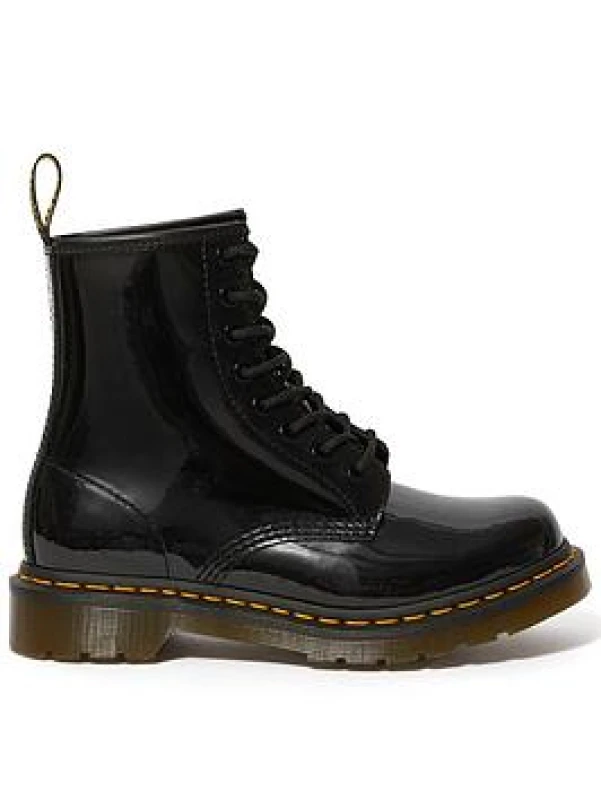 Image of Dr. Martens 1460 Patent Lamper 8 Eyelet Leather Womens Ankle Boots - Black - Size:UK 6