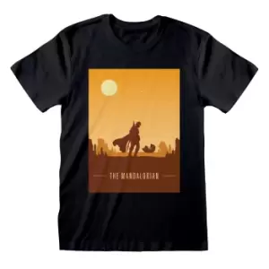 Image of Star Wars: The Mandalorian Unisex Adult Poster T-Shirt (M) (Black)