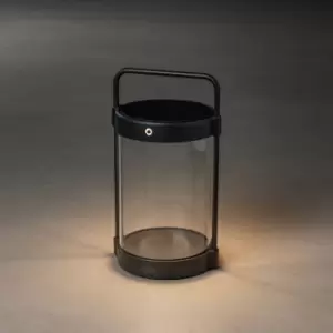 Image of Crotone Outdoor Effect Portable Lantern Solar, USB 2700K, 3000K On, Off, Dusk, Dawn Black, IP54