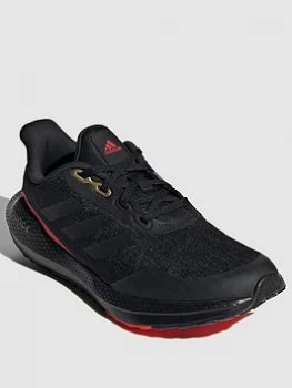Image of adidas Kids Unisex EQ21 Run Trainers - Black/Red, Size 5.5