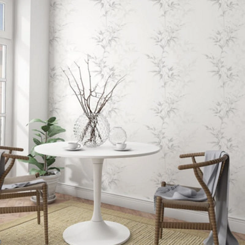 Image of Galerie Industrial Effects Grey Floral Leaf Stem Wallpaper Roll