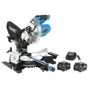 Image of Draper D20 20V Brushless 185mm Sliding Compound Mitre Saw Kit (+2 x 5Ah Batteries and 12V Charger)