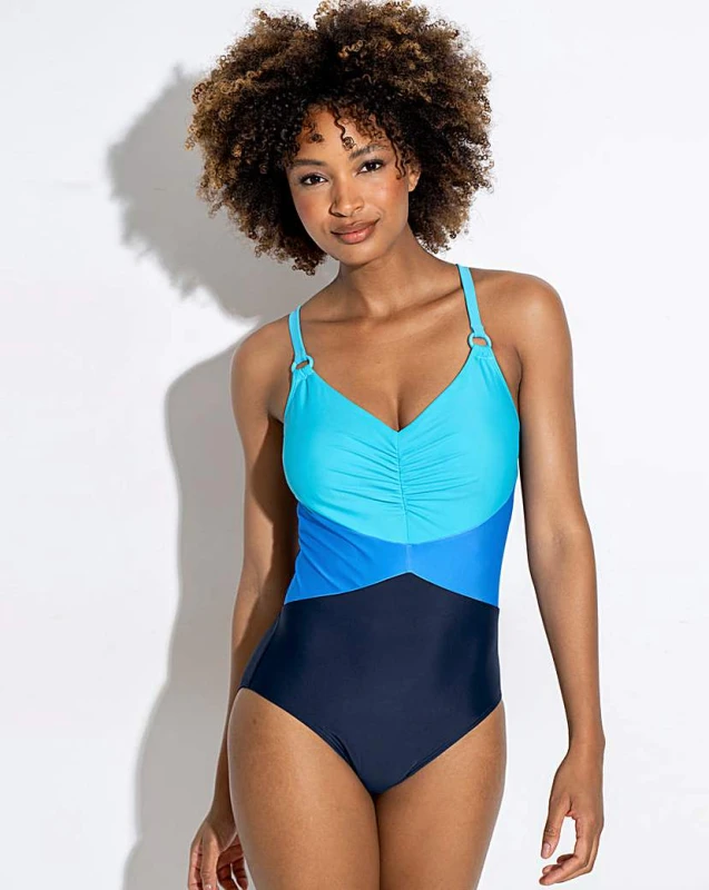 Image of Pour Moi? Pour Moi Brighton Control Swimsuit Navy/Blue - Pour Moi? - Size: 10 Navy/Blue Female 10 IY15001