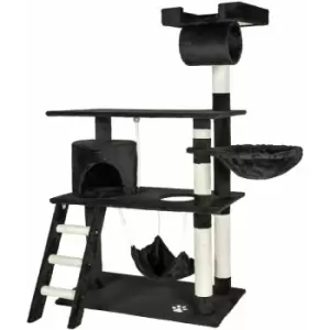 Image of Tectake - Cat tree scratching post Marcel - cat scratching post, cat tower, scratching post - black