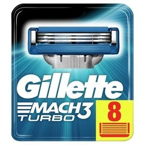Image of Gillette MACH3 Turbo Mens Razor Blades 8 Refills