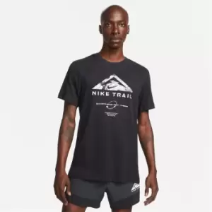 Image of Nike Dri-FIT Mens Trail Running T- Shirt - Black