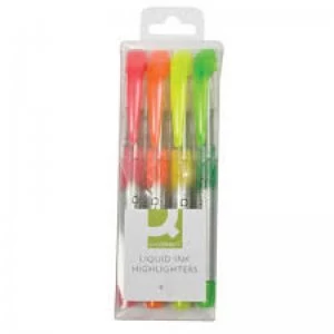 Image of Q-Connect Liquid Ink Highlighter Assorted Pk 4