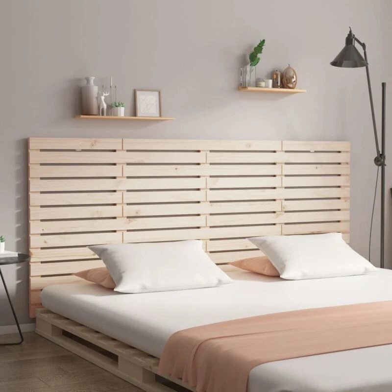 Image of Vidaxl Wall Headboard 156X3X91.5cm Solid Wood Pine, Brown 824688