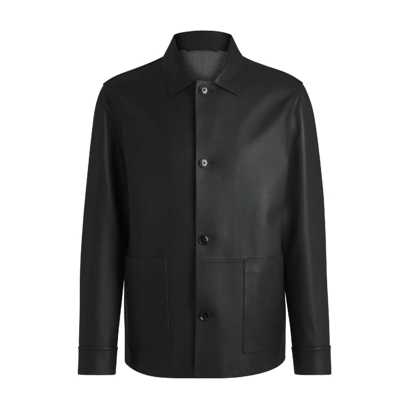 Image of Boss Mens C Markin Leather Jacket Black male 40 (50)