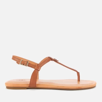 Image of UGG Womens Madeena Leather Toe Post Sandals - Tan - UK 7