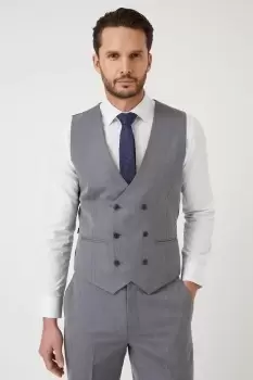 Image of Tailored Fit Charcoal Herringbone Waistcoat