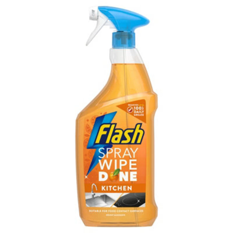 Image of Flash Spray, Wipe, Done Bright Mandarin Kitchen Multi Surface Cleaning Spray, 800Ml