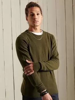 Image of Superdry Lambswool Lightweight Knit, Green Size M Men