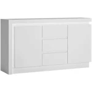 Image of Furniture To Go - Lyon 2 Door 3 Drawer Sideboard (including LED lighting) in White and High Gloss - White and High Gloss