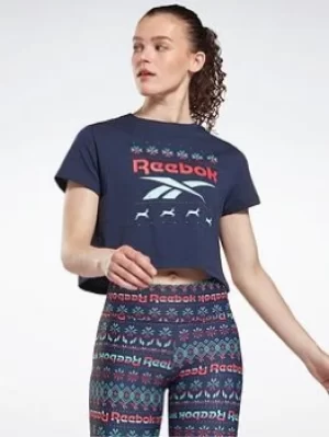 Image of Reebok Holiday Sweater T-Shirt, White, Size S, Women