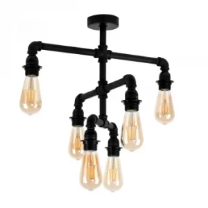 Image of Luiggi Steampunk 6 Way 3 Tier Ceiling Light in Black