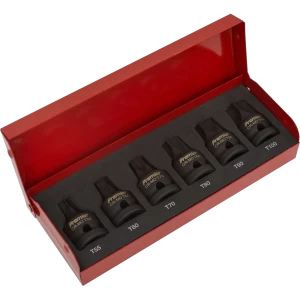 Image of Sealey 6 Piece 1/2" Drive Impact Torx Socket Bit Set 1/2"