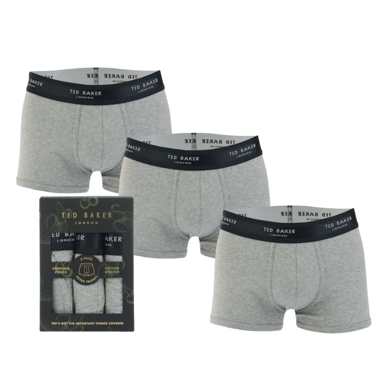 Image of Ted Baker 3 Pack Trunks - Grey Grey XL