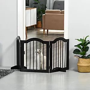 Image of PawHut Wooden Foldable Small Sized Dog Gate Stepover Black