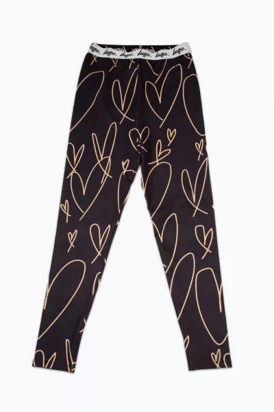 Image of Beige Scribble Heart Leggings