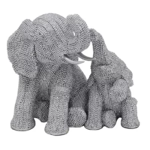 Image of Silver Art Elephant Baby Sitting