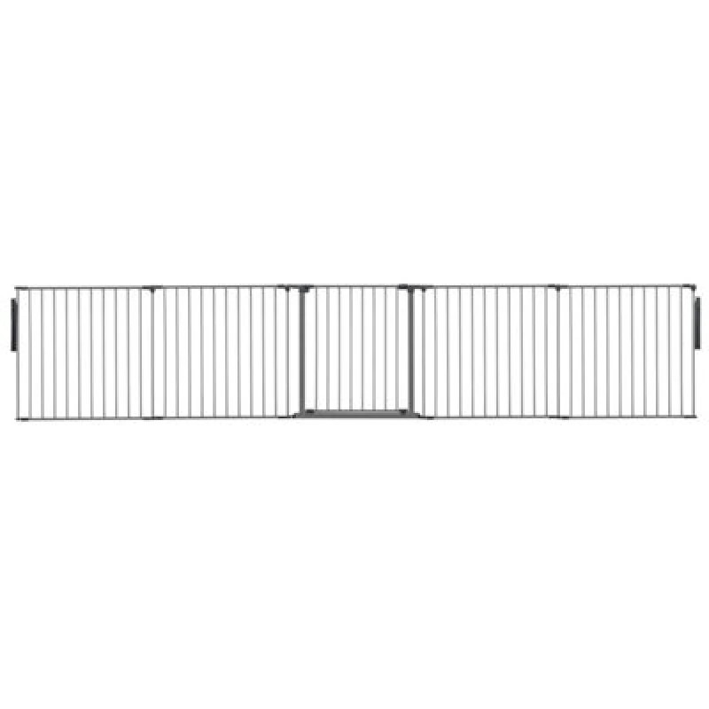 Image of Safetots Premium Multi Panel Room Divider, Up To 370Cm Wide, Grey, 70Cm Tall, Flexible Barrier With Door For Baby And Toddler