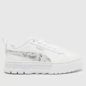 Image of PUMA White & Grey Mayze Snake Girls Junior Trainers
