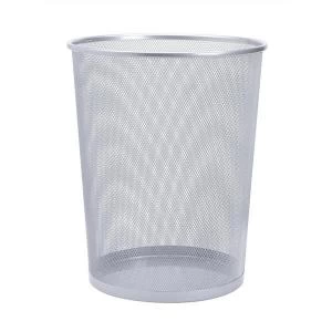 Image of Original Mesh Waste Bin Silver Lightweight Sturdy Scratch Resistant