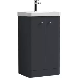 Image of Core Floor Standing 2-Door Vanity Unit with Thin Edge Basin 500mm Wide - Satin Anthracite - Nuie