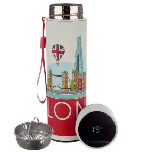 Image of London Icons Reusable Stainless Steel Hot & Cold Thermal Insulated Drinks Bottle with Digital Thermometer